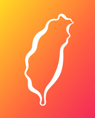 Taiwan - Outline Map on Gradient Background