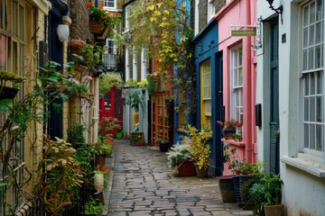 Obraz premium Notting Hill Meow Street: Old House with Classic Architecture in London Tour