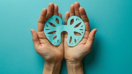 Hands Holding a kidney adrenal gland-shaped paper for adrenal health