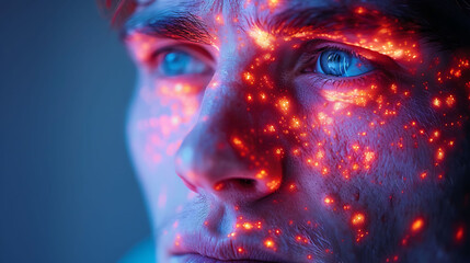 Skin health visualization Individual eczema glowing depiction of skin showing inflamed itchy and red patches