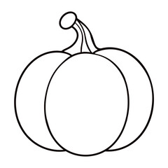 A simple black outline drawing of a pumpkin