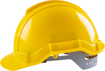Yellow safety construction helmet isolated on white background