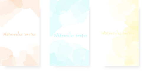 Watercolor Postcard Set Vector Poster Collection with watercolor transparent texture Template to advertise your presentation ad submission