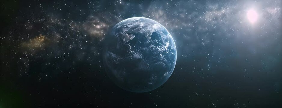 Cinematic scene of planet earth globe on starry space background. 4K Video