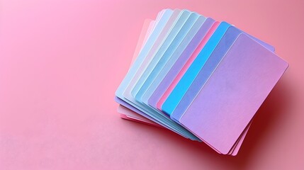Pastel Colored Stack of Index Cards on Background with Copy Space