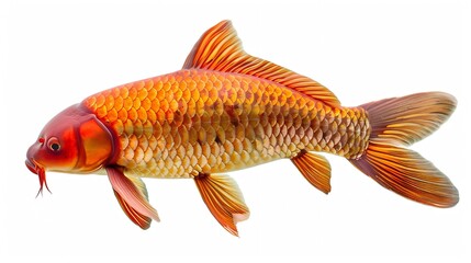 Fototapeta premium Thai Carp Barbus gonionotus isolated on white background with Clipping Path : Generative AI