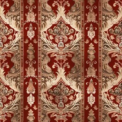 Naklejka premium Thai Traditional Symbols Seamless Fabric Pattern | Intricate Thai Motifs Repeat Surface Design for Textiles and Backgrounds