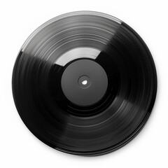 Obraz premium A black vinyl record isolated on white background. Top view. Generative AI.
