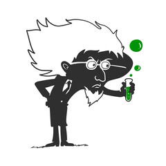 Funny Cartoon Vector of an Evil Mad Scientist Silhouette