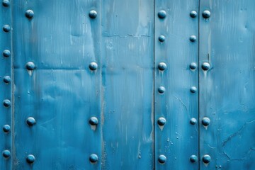 Blue Steel Background. Rivets on Metallic Surface with Solid Aluminum Plate