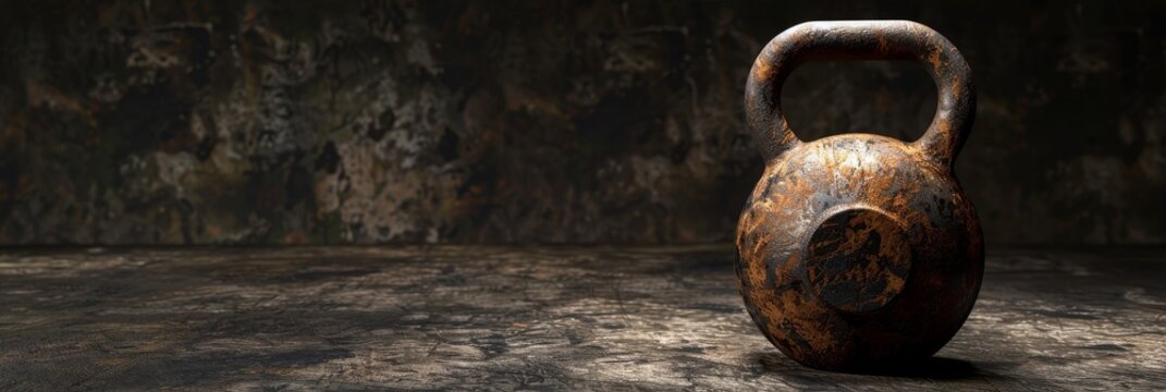 A dynamic stock photo of a single kettlebell isolated on a transparent background capturing its metallic shine