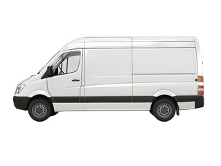 A white cargo van isolated on a white background. The van has a blank side, perfect for adding your own branding or design.