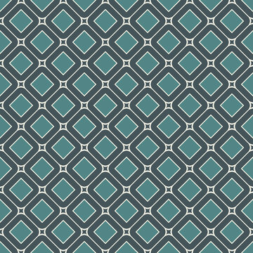 Contemporary geometric pattern. Repeated squares, diamonds motif. Simple ornament. Modern abstract background. Seamless surface design. Geo wallpaper. Digital paper, textile print. Vector art