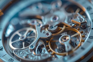 Intricate Close-Up of Watch Mechanism Showcasing Precision Engineering