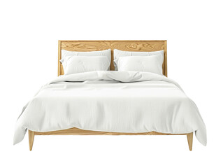 bed with pillows isolated on white