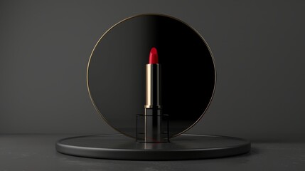 round podium with lipstick for ads