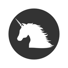 Vector illustrations of silhouette head horned mycology beautiful unicorn icon in modern flat style sign