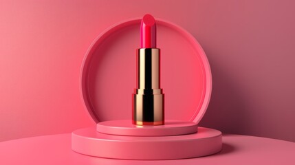 round podium with lipstick for ads