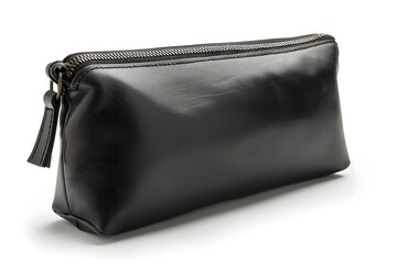 Naklejka premium Sleek Black Leather Zipper Pouch for Everyday Essentials