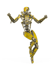 apocalypse cyborg is floating like a comic hero