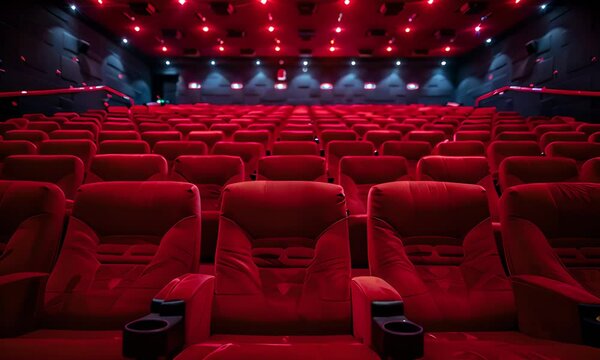Rows of red empty seats in cinema hall 4K Video