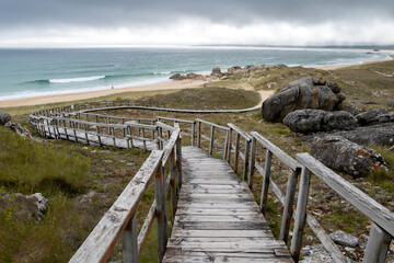 O Vilar beach in Corrubedo Natural Park. Galicia, Spain.