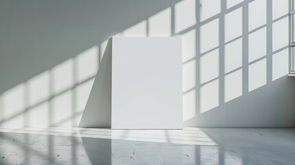 Fototapeta premium Minimalist White Paper on Reflective Glass Surface - Modern High-Resolution Photograph with Bright Studio Lighting