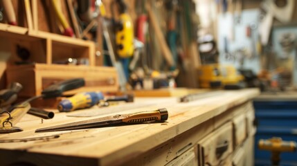 Crafting a DIY Cabinet: Detailed Progress Shot with Tools and Materials