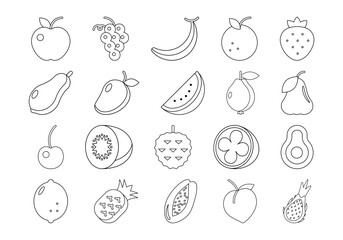 Artistic Outline Fruit Element Set