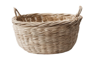 Obraz premium Handmade wicker basket with a simple isolate on transparent background, cutout, png