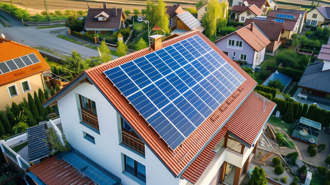 Picture of a solar park using renewable energy and abundant vegetation that produces electricity