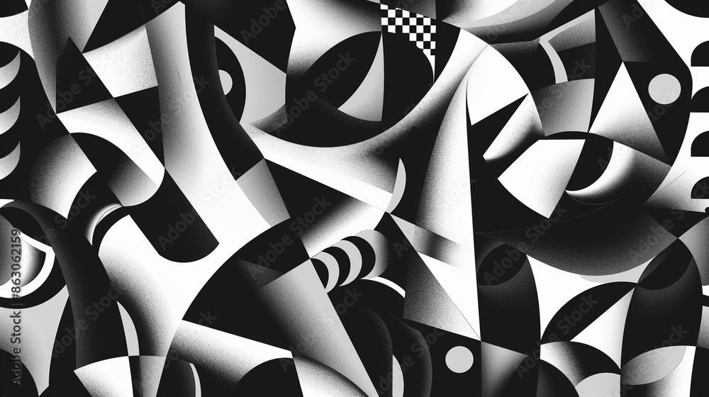 Wall mural Black and White modern Abstract wallpapers and backgrounds. Cubism abstract wallpaper