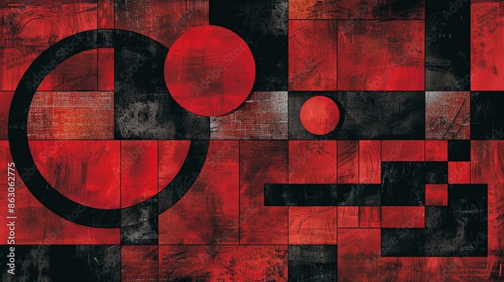 Wall mural Red and black Modern Abstract wallpapers and backgrounds. Cubism abstract wallpaper.