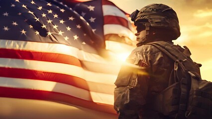 Sunset Sentinel: Soldier's Tribute to Nation
