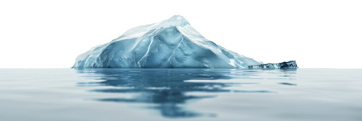 Obraz premium Blue Iceberg Floating in Water. Large Iceberg Floating In Clear Water on Isolated Background