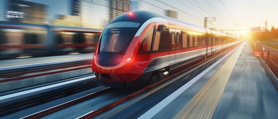 Fototapeta premium Detailed view of a magnetic levitation trains sleek control system, with copy space
