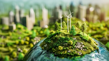 Sustainable development and business operations based on renewable energy eco concepts green industries using renewable energy can limit global warming : Generative AI