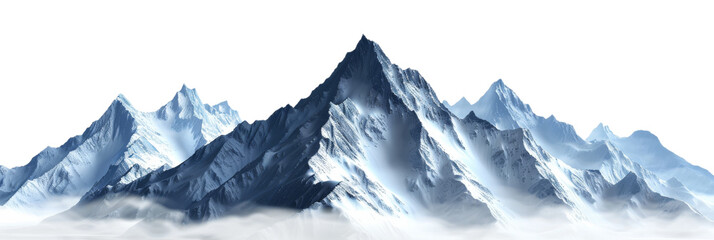 Mountain Landscape with Peaks on Isolated Background