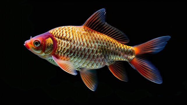 Rosy Barb Pethia conchonius fish isolated on black background : Generative AI