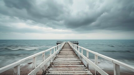 Fototapeta premium pier on a cloudy day : Generative AI