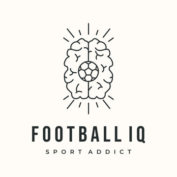 football tactical line art logo vector minimalist illustration design, football brain strategy symbol design