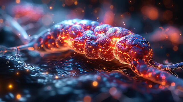 Individual pancreatic cancer glowing depiction of the pancreas showing malignant tumor growth