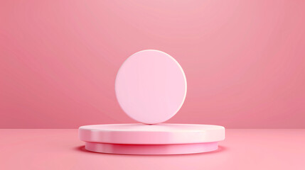Minimalist pink podium with an oval platform, perfect for product display or branding.