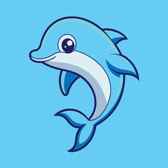 Obraz premium Cute Dolphin Cartoon Vector Icon Illustration for Marine Life Lovers.
