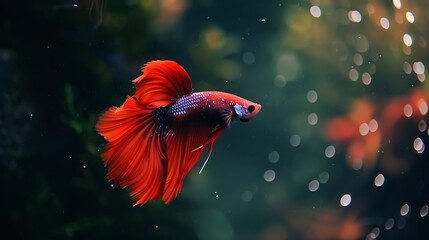 Obraz premium Betta Fish Stunning Displays of Color and Grace in Aquatic Environments : Generative AI