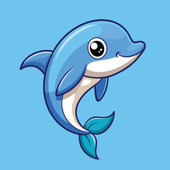 Cute Dolphin Cartoon Vector Icon Illustration for Marine Life Lovers.