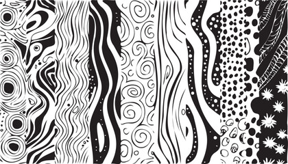 Fototapeta premium Black and white line doodle abstract seamless on white background
