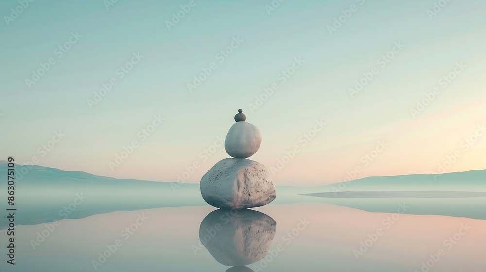 Poster Mindful Balance Scenes that represent a mindful balance between various aspects of life such as work and relaxation These images can appeal to viewers seeking a sense of equilibrium : Generative AI