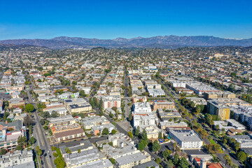 Aerial View of Los Angeles and Downtown Skyline