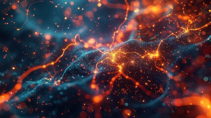 Abstract network with glowing connections